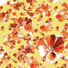 Materiał z nadrukowanym wzorem: Kwiaty w kolorze bursztynowym - cottonbee.pl