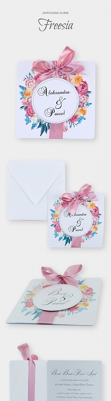 Kwiatowe zaproszenia ślubne z kolekcji Fresia