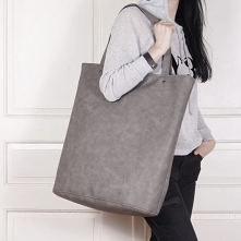 Mega shopper torba szara na zamek