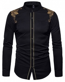 Męska koszula zdobiona złotą nicią.. Niebanalne i bardzo efektowne. Kliknij w zdjęcie, a przeniesie Cię do sklepu! :)