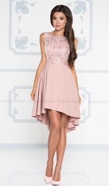 sukienkowo.com Kliknij w zdjęcie by przejść do produktu HARRIET - Asymetryczna sukienka wizytowa różówa