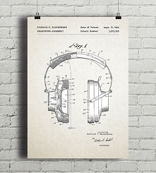 Słuchawki  - patent - plakat vintage