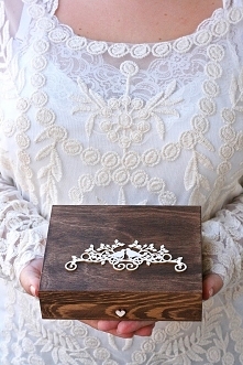 Pudełko rustykalne na obrączki - PERSONALIZACJA