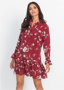 Bordowa sukienka w kwiaty