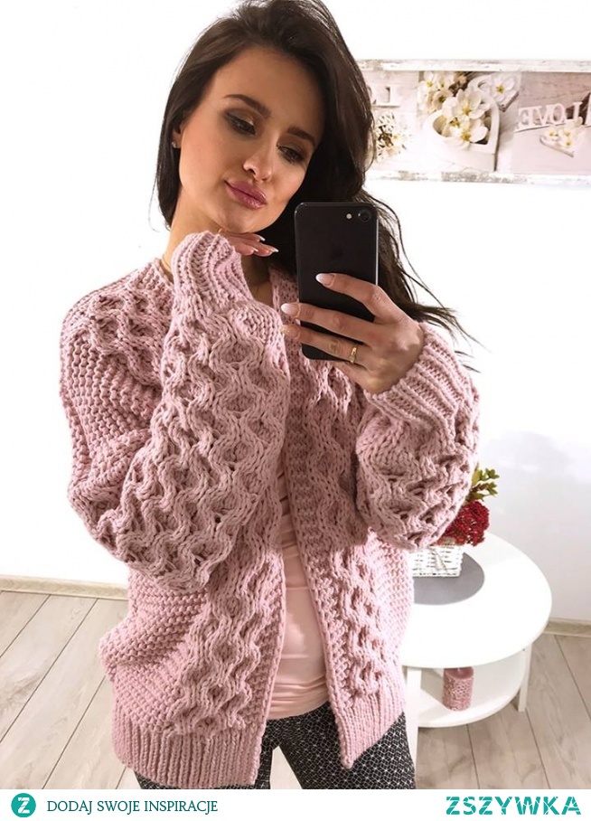 Sweter narzutka warkocz