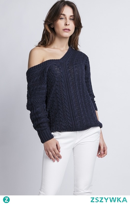 Sweter z dekoltem V, SWE079 granat MKM