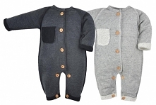 urocze pajacyki z melanżowej dresówki, zapinane na rustykalne, drewniane guziczki - zobaczcie w sklepie fazymazy