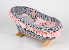 Wiklinowa kołyska szara z pościelą