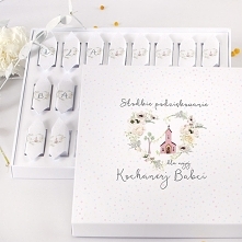 Bombonierka z krówkami komunijna Sakramento
Tradycyjny polski cukierek w ślicznym, słodkim opakowaniu to oryginalna  forma podziękowania najbliższym!