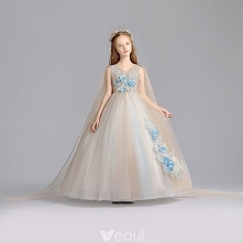 Eleganckie Szampan Sukienki Dla Dziewczynek 2019