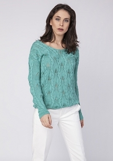 Ażurowy sweterek, SWE145 zielony MKM