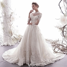 Luksusowe Szampan Suknie Ślubne 2019 Princessa Spaghetti Pasy Frezowanie Kryształ Z Koronki Kwiat 3/4 Rękawy Bez Pleców Trenem Królewski