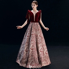 Eleganckie Burgund Sukienki Wieczorowe 2019 Princessa Kwadratowy Dekolt Zamszowe Bez Rękawów Bez Pleców Druk Długie Sukienki Wizytowe