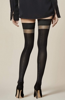 Fiore Seduce pończochy Seksowne pończochy samonośne, które dodadzą nowego wyglądu każdej Twojej stylizacji, góra z efektowną szeroką gładką gumą z podwójnym paskiem silikonu, z ...