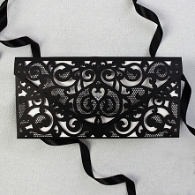 Czarne Zaproszenie Ślubne Monogram Holograficzna