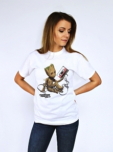 koszulka baby groot marvel - bluzka z nadrukiem strażnicy galaktyki z grootem z kasetą, słodka zabawna koszulka damska i męska z nadrukiem małego groota