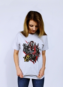 KOSZULKA AVENGERS MARVEL superbohaterowie - modna młodzieżowa koszulka z filmu avengers marvela z logo i bohaterami komiksu - koszulka damska i męska z nadrukiem avengers