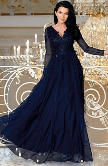 Bicotone 2167-01 sukienka granatowa Efektowna wieczorowa sukienka, w której każda kobieta będzie czuć się zjawiskowo, wykonana została z najwyższej jakości materiałów, góra suki...