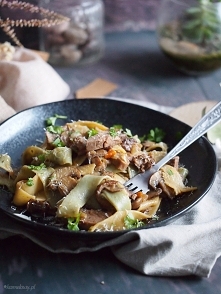 Makaron z kaczką i grzybami / Pasta with roasted duck and mushrooms