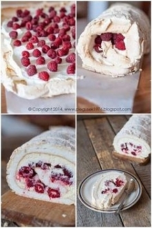 ROLADA BEZOWA Z MALINAMI