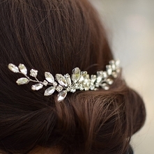 Kryształowy grzebień ślubny - silver sparkle