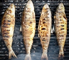 Grillowany pstrąg nadziewany selerem