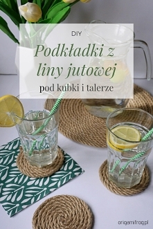 DIY Podkładki z liny jutowej pod kubki i talerze • origamifrog.pl