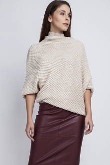 Sweter oversize, SWE049 beż MKM