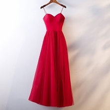Proste / Simple Czerwone Sukienki Wieczorowe 2019 Princessa Spaghetti Pasy Bez Rękawów Bez Pleców Długie Sukienki Wizytowe