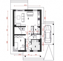 Agat II idealnie wpisuje się w trend tanich i ekonomicznych budynków. Zasadniczym atutem projektu jest prostota konstrukcji i tradycyjna architektura. Rzut parteru.