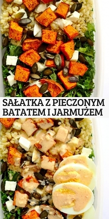 Sałatka z pieczonym batatem i jarmużem