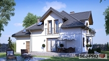 SEJ-PRO 002 ENERGO to reprezentacyjny dom jednorodzinny. Nowoczesność połączona z tradycją, daje niesamowity efekt. Komfortowe i inteligentne rozłożenie pomieszczeń zapewnia wyg...