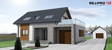 SEJ-PRO 003 ENERGO to mały, prosty, energooszczędny i nowoczesny dom jednorodzinny z poddaszem użytkowym. Zapewnia wygodę w użytkowaniu dzięki dobrze przemyślanemu rozkładowi po...