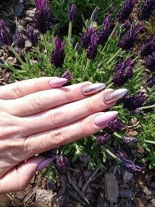 Naturalna płytka wzmocniona #duoacrylgel, #rosymemory, #shinyrose, #topshinebright, #samasobie ,#samouk