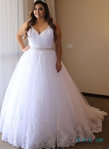 # Biały plisowany tiul #weddingdress z koronkową nakładką
Model: H0680 (Darmowa wysyłka na cały świat)
Wyszukaj w witrynie numer modelu, link w bio