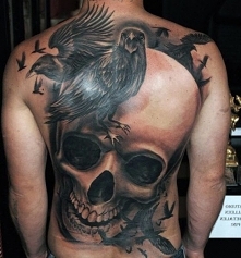 crows and skull tattoo