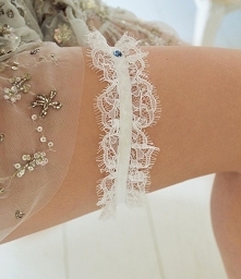 Podwiązka z francuską koronką ivory