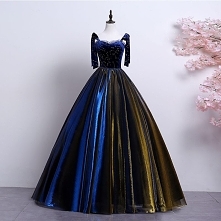 Eleganckie Królewski Niebieski Złote Sukienki Na Bal 2019 Princessa Spaghetti Pasy Zamszowe Z Koronki Gwiazda Bez Rękawów Bez Pleców Długie Sukienki Wizytowe