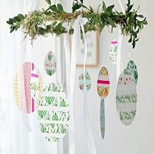 Do ich zrobienia wystarczy odrysować na kartonie czy papierze technicznym szablon jajek i dowolnie je udekorować. Ja wybrałam taśmy washi tape.

Takie papierowe pisanki można uż...