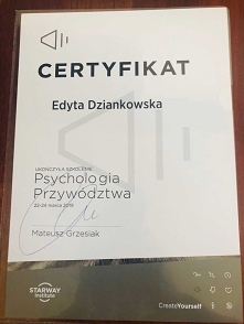 Certyfikat ukończenia szkolenia – Psychologia Przywództwa