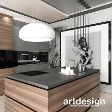 Projekt pięknej kuchni w drewnie i szarości | NEW PERSPECTIVE | Wnętrza apartamentu