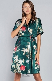 Italian Fashion Kreta satynowy szlafrok w kwiaty