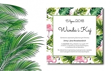 zaproszenia ślubne. egzotyczne z flamingiem