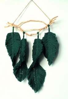 Liście makramowe butelkowa zieleń