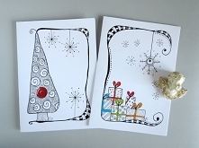 Kartki na Boże Narodzenie w stylu Zentangle
