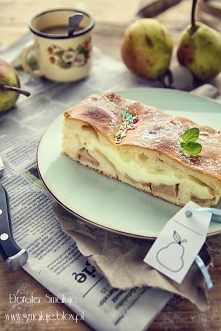 Ciasto z gruszkami i budyniem