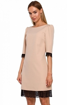 MOE Sukienka z odkrytymi plecami Moe beżowa M489