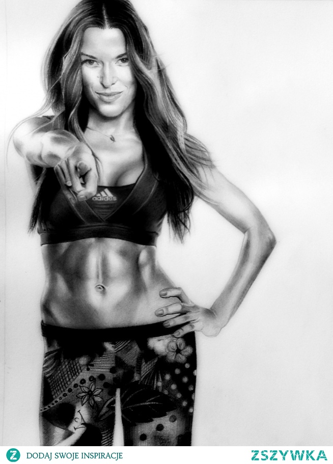 Ewa Chodakowska,  portret wykonany w Swindon w Anglii na papierze AcidFree, rozmiar A4 z 2017 roku.