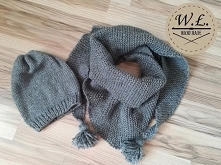 Szary komplet czapka + chusta