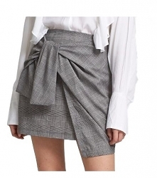 SPÓDNICA MINI ASYMETRYCZNA WIĄZANA CUDO SZARA